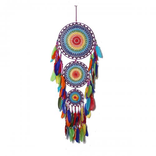 Mode Dreamcatcher, plume, avec Canne & Nylon & fer, fait à la main, pour la maison et le bureau, multicolore, 1100mm, Vendu par PC