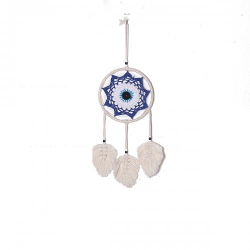 Moda Dreamcatcher, Hilo de algodón, con fundición, hecho a mano, para el hogar y la oficina & patrón de malvado de ojo, Blanco, 350mm, Vendido por UD