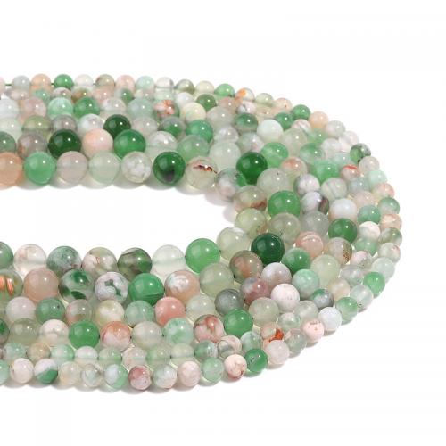 Agaat kralen, White Cherry Blossom Agate, Ronde, DIY & verschillende grootte voor keus, groen, Per verkocht Ca 38 cm Strand