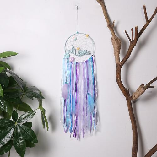 Fashion Dreamcatcher, Feder, mit Rohrstock & Nylon & Eisen, handgemacht, für Zuhause und Büro, gemischte Farben, 700mm, verkauft von PC