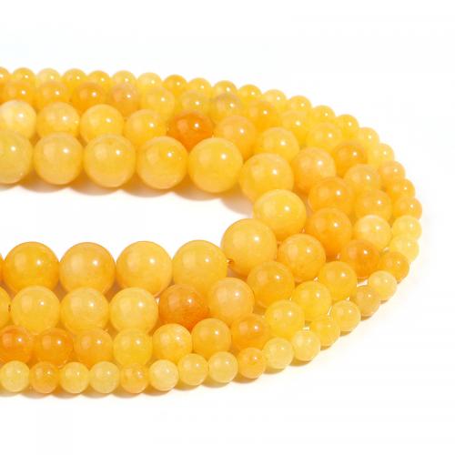 Natural Jade Beads Gemstone Round DIY yellow Sold Per Approx 38 cm Strand