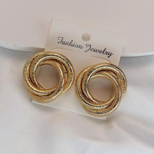 Boucles d'oreilles fer, Rond, bijoux de mode, doré, 34.50x34.50mm, Vendu par PC