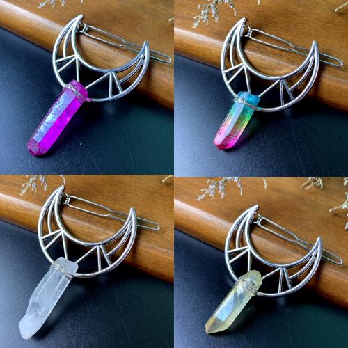 Hair Slide Iron with Quartz Moon handmade & for woman nickel lead & cadmium free Sold By PC