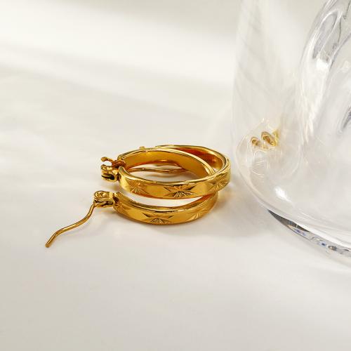 Titanium Steel  Earring Vacuum Ion Plating for woman golden Sold By Pair