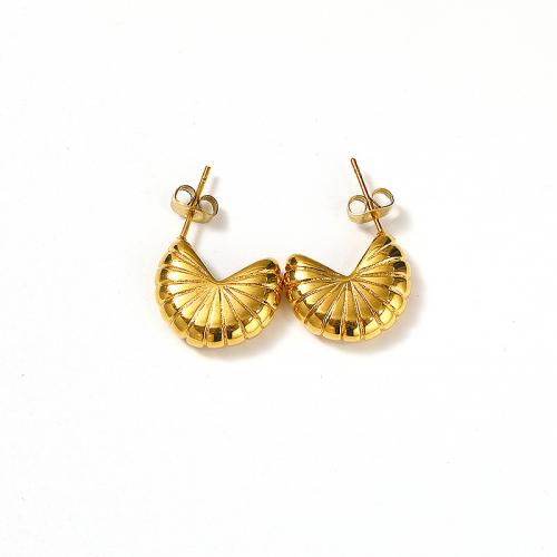 Titanium Steel  Earring Vacuum Ion Plating for woman golden Sold By Pair