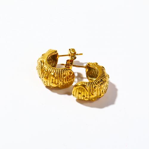 Titanium Steel  Earring Vacuum Ion Plating for woman golden Sold By Pair