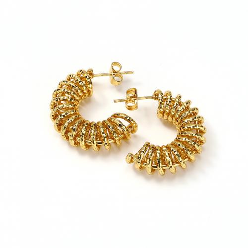 Titanium Steel  Earring Vacuum Ion Plating for woman golden Sold By Pair