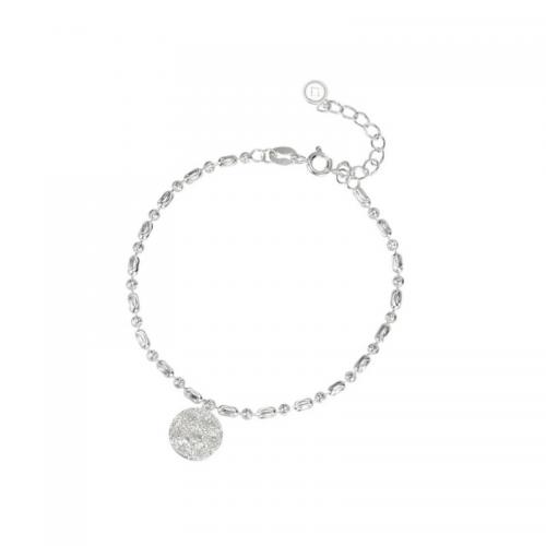 Plata de ley 925 Pulsera, con 1.2inch extender cadena, Redondo aplanado, Joyería & para mujer, plateado, longitud aproximado 6.3 Inch, Vendido por UD