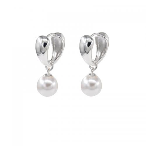 925 Sterling Silver Buail Earring, le Pearl Plaisteacha, Babhta, jewelry faisin & do bhean, airgid, 13x22mm, Díolta De réir Péire