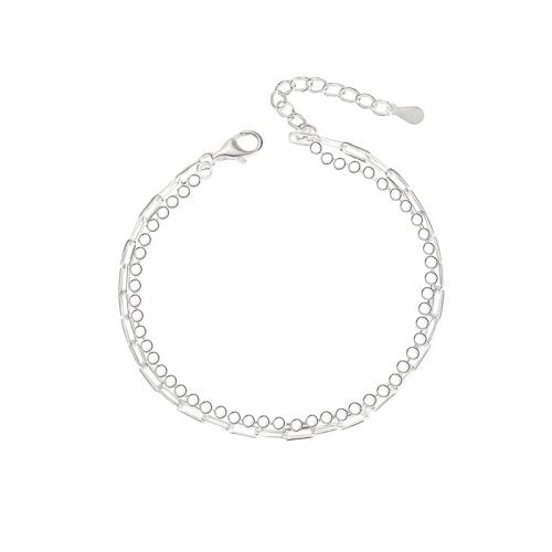 925er Sterling Silber Armband, mit Verlängerungskettchen von 1.2inch, Doppelschicht & Modeschmuck & für Frau, Silberfarbe, Länge ca. 6.3 ZollInch, verkauft von PC