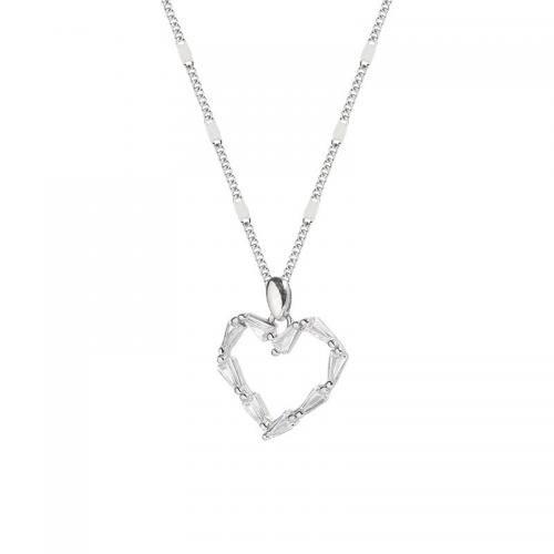 925 sterline d'argento collana, with 2inch extender chain, Cuore, placcato platino, gioielli di moda & per la donna, Venduto da PC