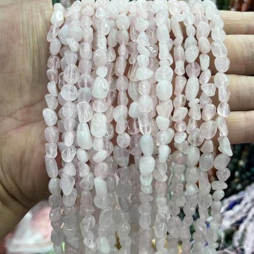 Natuurlijke Rose Quartz parels, Rozenkwarts, Nuggets, DIY, lichtroze, 6x8mm, Per verkocht Ca 38 cm Strand