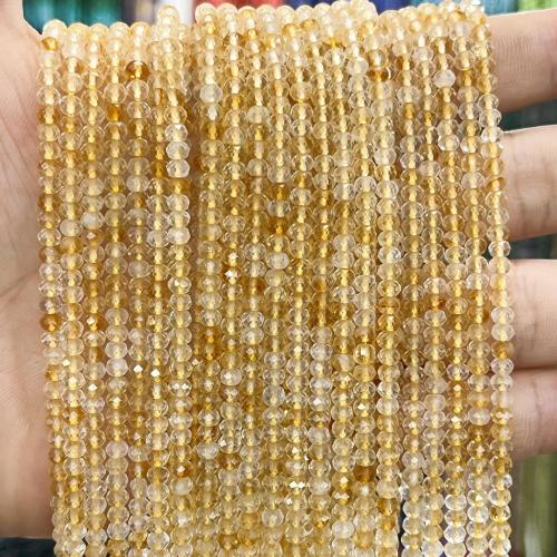 Grânulos de citrino naturais, Cristal amarelo, ábaco, polido, DIY & facetada, amarelo, 3x4mm, Aprox 90PCs/Strand, vendido por Strand