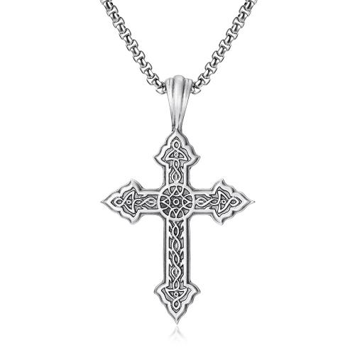 Maglia collana, stannum, with Titantium acciaio, with 1.97inch extender chain, Croce, lucido, gioielli di moda & per l'uomo, Lunghezza Appross. 23.62 pollice, Venduto da PC