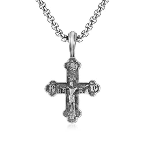 Sweater Chain Necklace stannum with Titanium Steel with 1.97inch extender chain Cross polished fashion jewelry & for man Length Approx 23.62 Inch Sold By PC