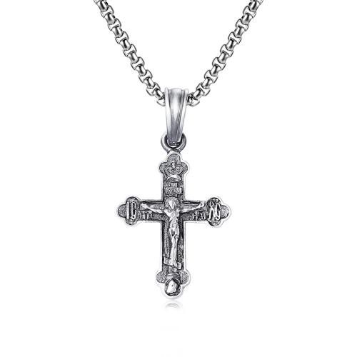 Collana di titanio acciaio, stannum, with Titantium acciaio, with 1.97inch extender chain, Croce, lucido, gioielli di moda & unisex, Lunghezza Appross. 23.62 pollice, Venduto da PC