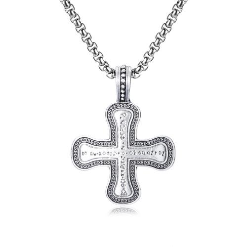 Maglia collana, stannum, with Titantium acciaio, with 1.97inch extender chain, Croce, lucido, gioielli di moda & unisex, Lunghezza Appross. 23.62 pollice, Venduto da PC