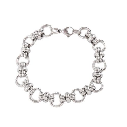 Pulseira de aço titânio, Partículas de aço, feito à mão, joias de moda & comprimento diferente para a escolha & para o homem, cor original, 11mm, vendido por PC