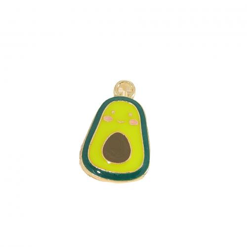 Ciondoli di smalto di lega di zinco, lega in zinco, Avocado, placcato, DIY, nessuno, 19.60x12.80x2.20mm, Venduto da PC