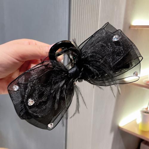 Fermagli con artiglio per capelli, plastica, with Garza & poliestere, gioielli di moda, nero, Hair clip length about 15CM wide about 8CM clip length about 13CM, Venduto da PC