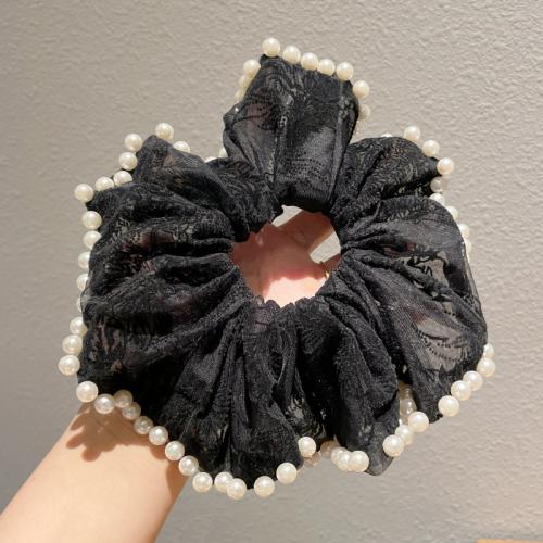 Elastique cheveux, Fibre de polyester, avec perle de plastique, Losange, bijoux de mode, plus de couleurs à choisir, Scrunchie diameter about 20CM wide about 7CM, Vendu par PC