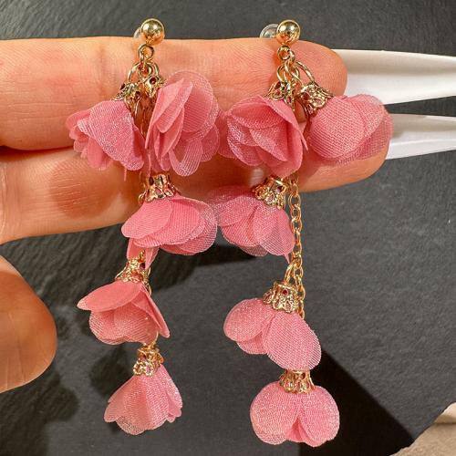 Earring Jewelry Zinc Alloy with Gauze fashion jewelry nickel lead & cadmium free Sold By Pair