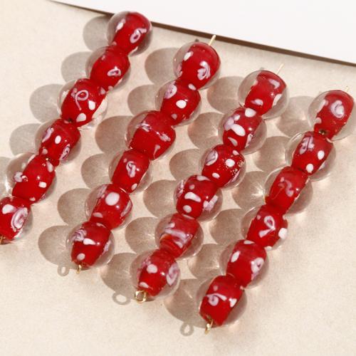 Abalorios de Cristal Murano hecho a mano, Cristal de murano, Esférico, Bricolaje, Rojo, 12mm, Vendido por UD