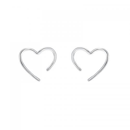 925 Sterling Sølv Stud Earring, Heart, forgyldt, for kvinde & hule, flere farver til valg, 19.50x16.50mm, Solgt af par