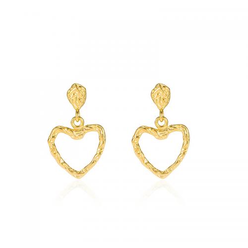 925 Sterling Silver Drop Earring Heart plated fashion jewelry & for woman & hollow Sold By Pair