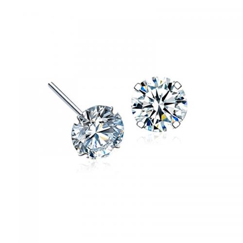 925 Sterling Zilver Stud Earring, Ronde, verschillende grootte voor keus & voor vrouw & met strass, Verkocht door pair