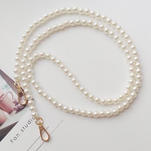 Cell Phone Lanyard, Plastic Pearl, met Zinc Alloy, verschillende lengte voor keuze & voor vrouw, wit, Verkocht door PC