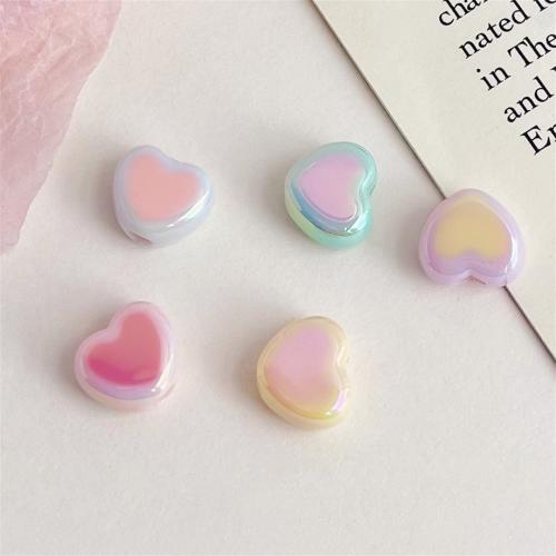 Perline in acrilico placcate, Cuore, placcato UV, DIY, nessuno, 14.50x13mm, 500PC/borsa, Venduto da borsa