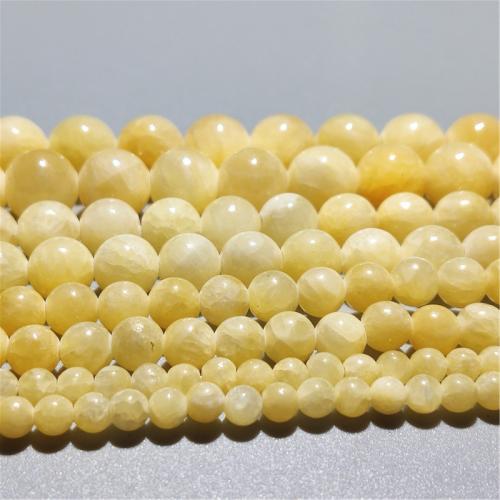 Perles en jade, Jade brun pâle, Rond, DIY & normes différentes pour le choix, Jaune, Vendu par Environ 36-38 cm brin