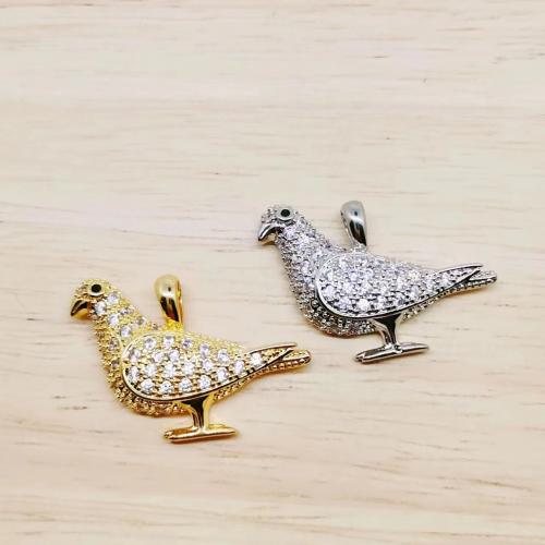 Cubic Zirconia Micro Pave Brass Pendant Bird plated DIY & micro pave cubic zirconia nickel lead & cadmium free Sold By PC