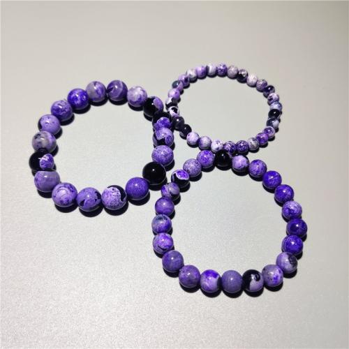 Bracelet de bijou en agate , agate feu, Rond, bijoux de mode & unisexe & normes différentes pour le choix, violet, Longueur Environ 18 cm, Vendu par PC