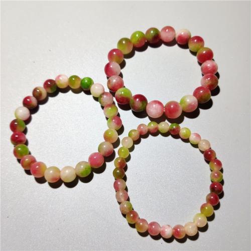 Bracelets de pierres précieuses, calcédoine, Rond, bijoux de mode & unisexe & normes différentes pour le choix, couleurs mélangées, Longueur Environ 18 cm, Vendu par PC