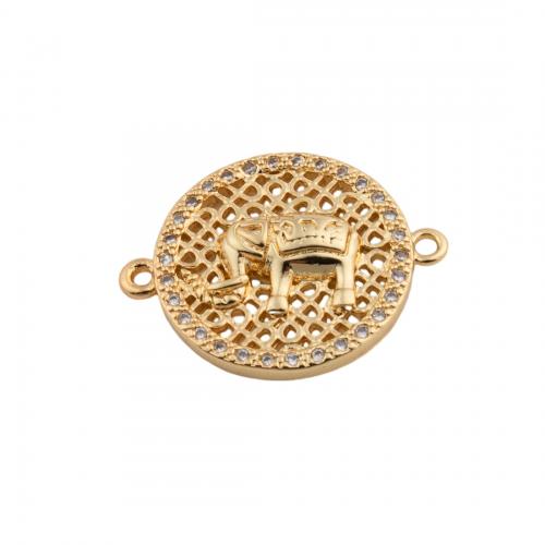 Zircon cubique Micro Pave laiton Connecteur, Plaqué d'or 14K, DIY & pavé de micro zircon, protéger l'environnement, sans nickel, plomb et cadmium, 18.50x23.50x3mm, Trou:Environ 1.5mm, Vendu par PC