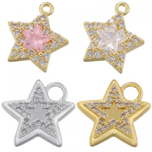 Cubic Zirconia Micro Pave Brass Pendant Star fashion jewelry & micro pave cubic zirconia nickel lead & cadmium free Sold By PC