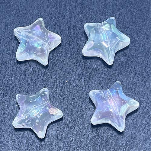 grânulos acrílicos Chapeados, acrilico, Estrela, Revestimento UV, DIY, Mais cores pare escolha, 18.57mm, Buraco:Aprox 2.36mm, Aprox 100PCs/Bag, vendido por Bag