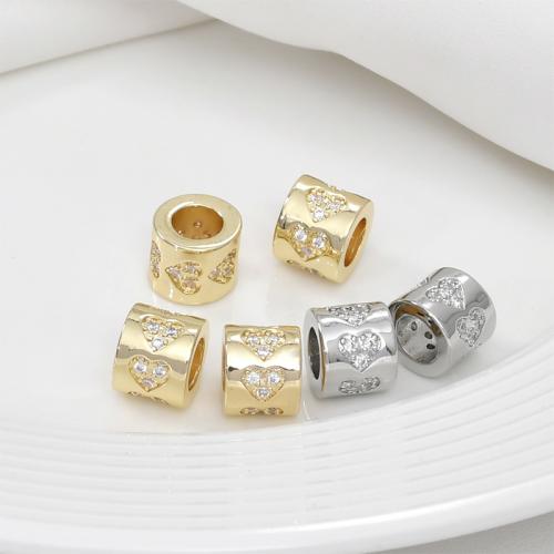 Χάντρες Brass Spacer, Ορείχαλκος, με Cubic Zirconia, Στήλη, επιχρυσωμένο, DIY, περισσότερα χρώματα για την επιλογή, νικέλιο, μόλυβδο και κάδμιο ελεύθεροι, 9.35x8mm, Sold Με PC