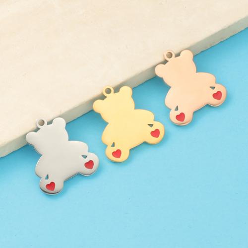 Acciaio inossidabile Animal Ciondoli, 304 acciaio inox, Orso, placcato, DIY & smalto, nessuno, 16x18.20mm, Venduto da PC