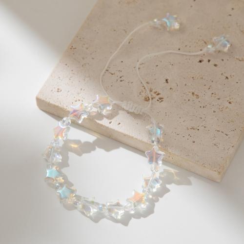 Pulseras de cordón de nylon, con Cristal, Estrella, Joyería, Blanco, longitud 15 cm, Vendido por UD