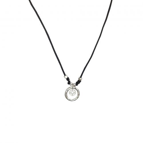 Argent sterling 925 collier, avec cordon de polyester, Motif géométrique, unisexe & creux, argent, Longueur Environ 23.6 pouce, Vendu par PC