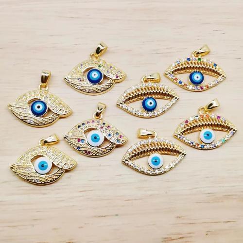 Evil Eye Pakabukai, Žalvarinis, aukso spalva padengtas, Bižuterijos & unisex & įvairių stilių pasirinkimas & mikro nutiesti kubinių Zirconia & emalė, daugiau spalvų pasirinkimas, nikelio, švino ir kadmio nemokamai, Pardavė PC