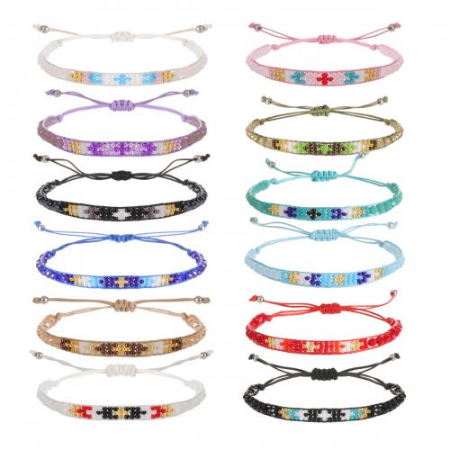 Glazen kralenarmbanden, Seedbead, met Knoopkoord, Verstelbare & mode sieraden & uniseks, meer kleuren voor de keuze, nikkel, lood en cadmium vrij, 6mm, Lengte Ca 18-23 cm, Verkocht door PC