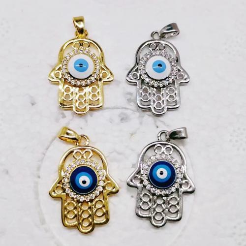 Evil Eye Pendler, Messing, Hand, forgyldt, mode smykker & Unisex & Micro Pave cubic zirconia & emalje, flere farver til valg, nikkel, bly & cadmium fri, Solgt af PC