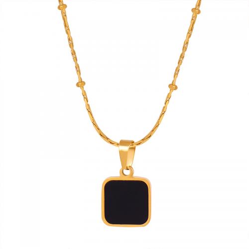 Collana di titanio acciaio, Titantium acciaio, with acrilico, with 1.97inch extender chain, Placcato oro 18K, gioielli di moda & per la donna, dorato, Lunghezza Appross. 15.75 pollice, Venduto da PC