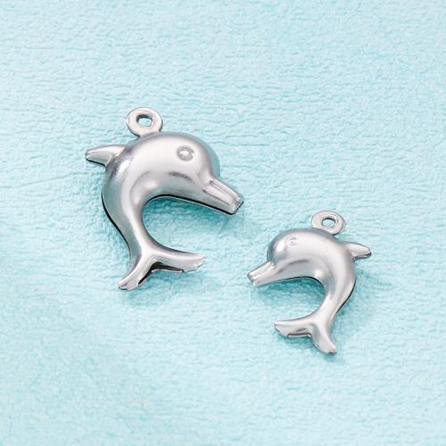 Rustfrit stål Animal Pendler, 304 rustfrit stål, Dolphin, du kan DIY & forskellig størrelse for valg, oprindelige farve, Solgt af PC