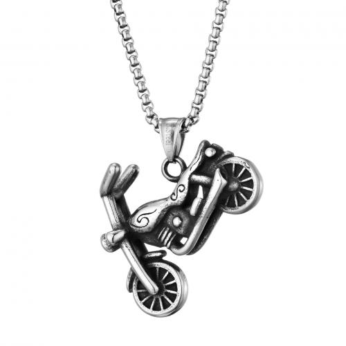 Sweater halskettingen, Titanium Staal, Motorfiets, gepolijst, mode sieraden & uniseks & verschillende stijlen voor de keuze, 31x42mm, Lengte Ca 23.62 inch, Verkocht door PC