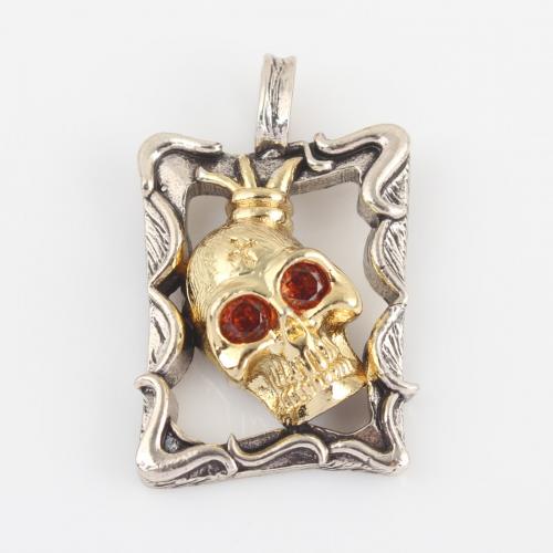 Kubik Zirkonium mikro bana Mässing hängande, Skull, antik silver pläterad, DIY & micro bana cubic zirconia, nickel, bly och kadmium gratis, 31.30x19x8.50mm, Säljs av PC